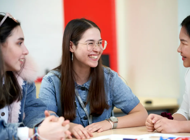 Students in class chatting