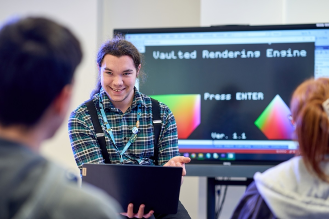 Computer Science student giving a presentation