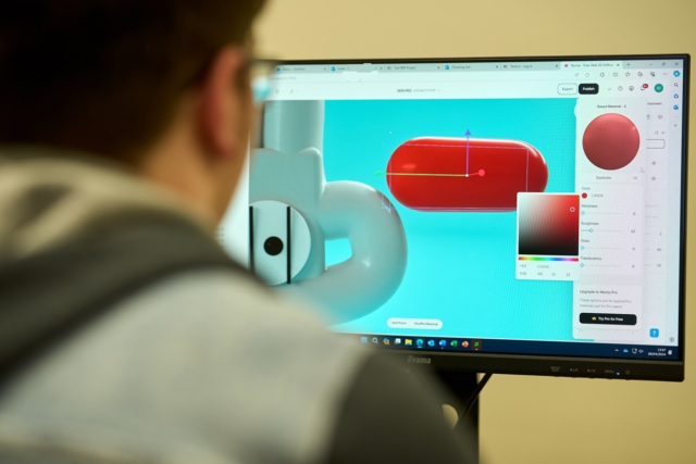 Creative Computing student doing 3 D modelling